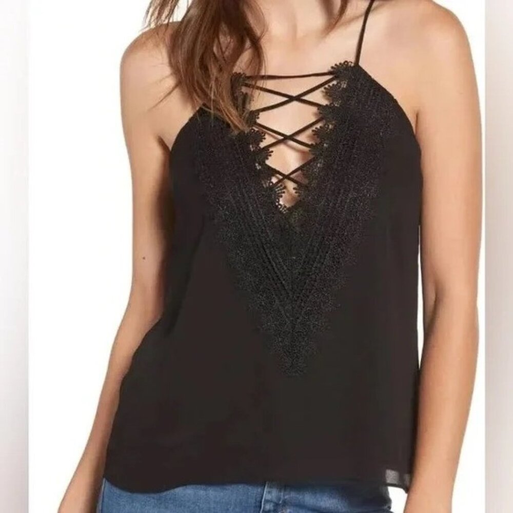 WAYF Posie Strappy Camisole in Black Velvet
